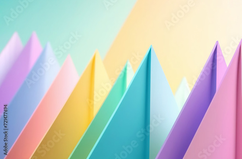 Triangular volumetric elements of different heights. Abstract geometric background photo