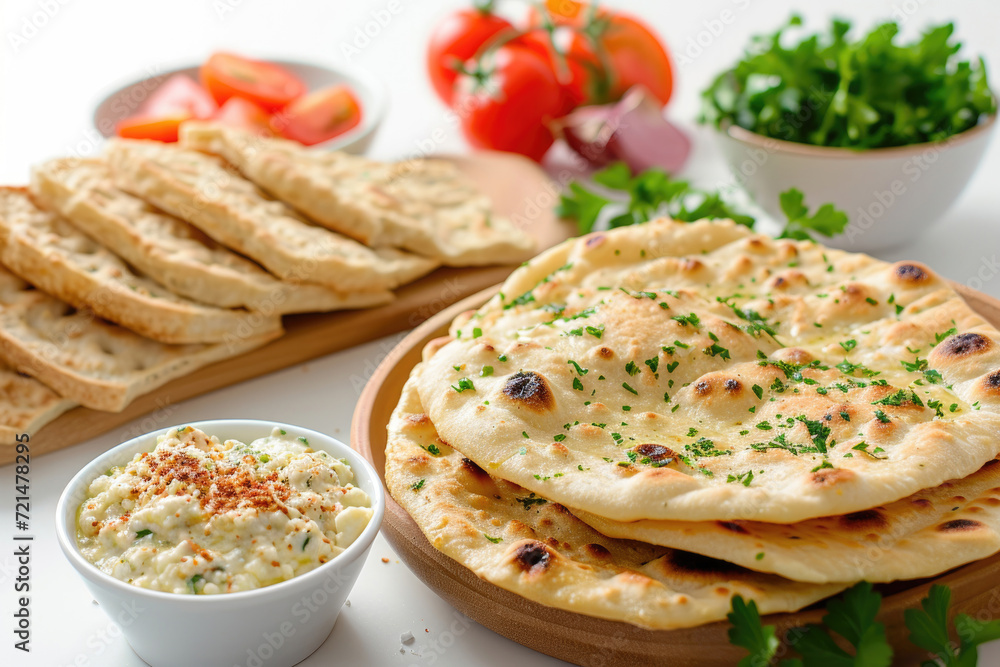 A Lavash, the traditional flatbread, elegantly isolated against a white background