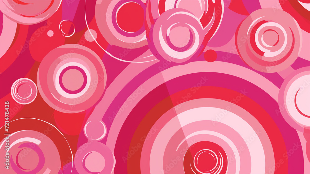 Cherry red & bubblegum pink retro groovy background vector presentation design