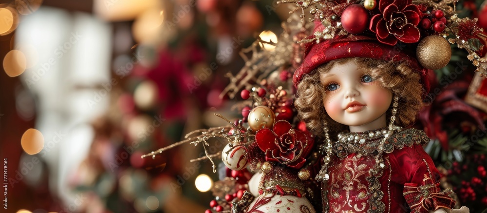 Captivating Christmas Doll: A Timeless Vintage Effect for Old-World Charm