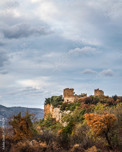 Panoramic view to the hill of Avantas byzantine castle Alexandroupolis, Evros region Greece, tourism, wildfires