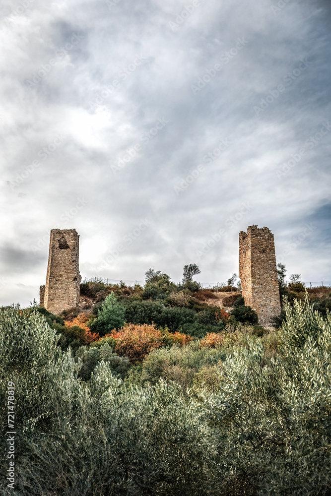 Panoramic view to the hill of Avantas byzantine castle Alexandroupolis, Evros region Greece, tourism, wildfires Panoramic view to the hill of Avantas byzantine castle Alexandroupolis, Evros region Greece, tourism, wildfires