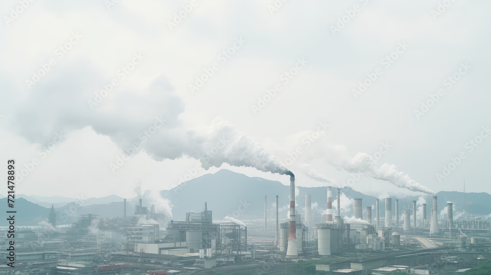 The combination of smoke and smog in this photo serves as a stark portrayal of the negative consequences of industrial pollution on our environment.