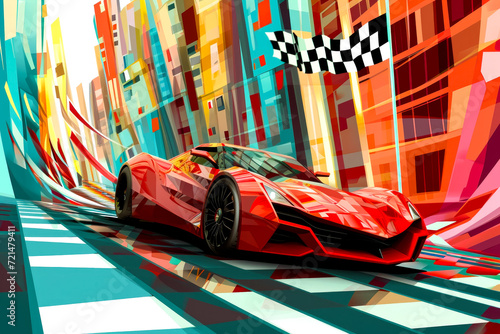 Racing and sports car concept. Background with selective focus and copy space photo