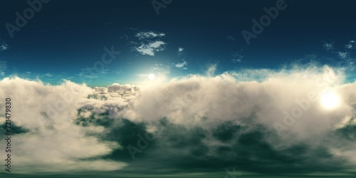 Panorama of clouds, HDRI, environment map , Round panorama, spherical panorama, equidistant projection, panorama 360, flying above the clouds,sky above the clouds, 3D rendering