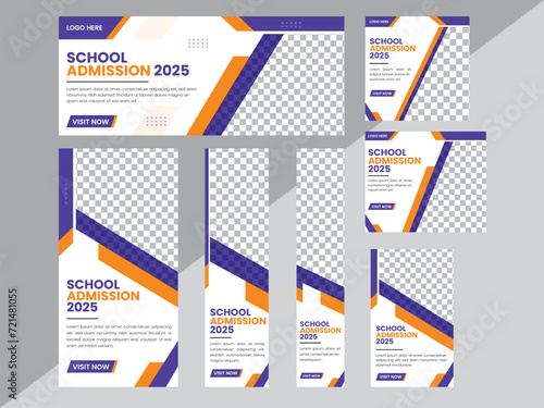 School Admission web banner design set.