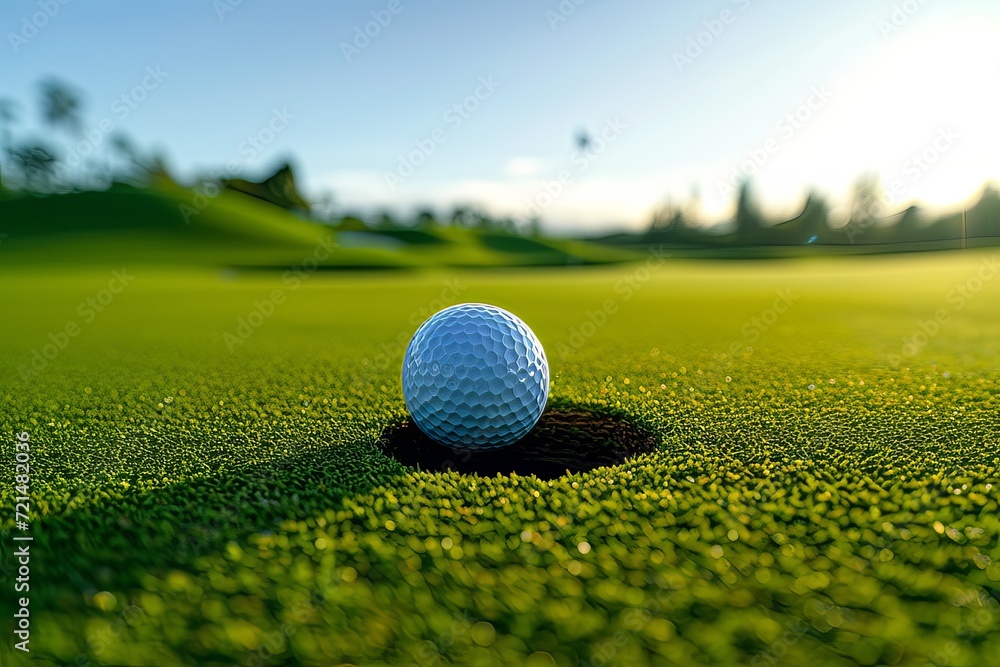 golf ball fall to the hole, still life.jpeg - obrazy, fototapety, plakaty 