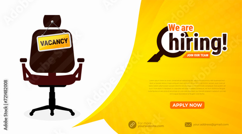 We're hiring banner design. We are hiring job announcement template design employee vacancy announcement vacant position vector.