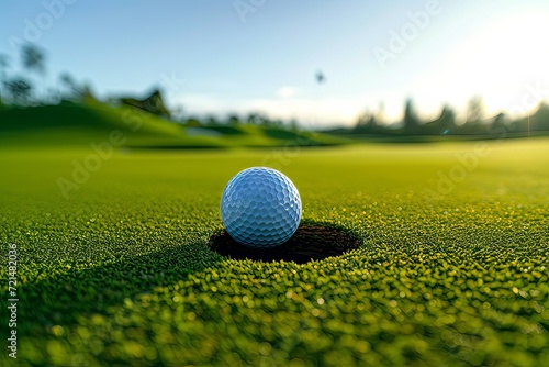 golf ball fall to the hole, still life.jpeg photo