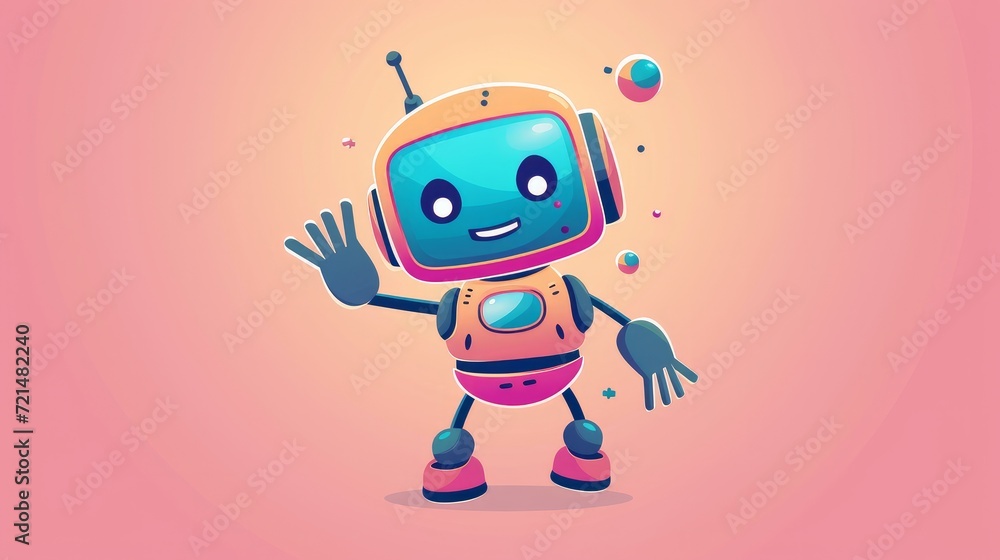 Cute Robot Waving Hand Cartoon Vector Icon Illustration. Science Technology Icon Concept Isolated Premium Vector. Flat Cartoon Style Cute Robot Waving Hand Cartoon Vector Icon Illustration. Science Technology Icon Concept Isolated Premium Vector. Flat Cartoon Style
