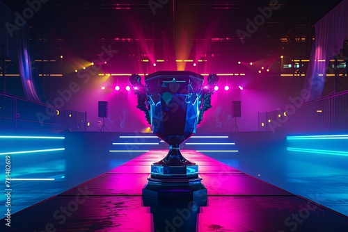 cinematic Triumph modern Cyber Tournament Cup on stage.jpeg