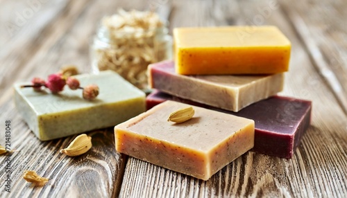 Bars of natural handmade soap. Spa self-care organic product