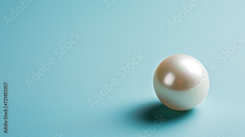 A lone pearl rests on a blue surface, simplicity in luxury