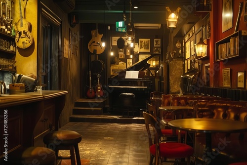 Atmospheric jazz club with vintage ambiance and soulful music photo