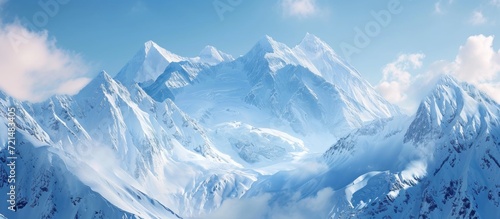 Mesmerizing Winter Wonderland: Snowy Mountain Peaks Await Traveling Adventurers in Breathtaking Winter Escapades © AkuAku