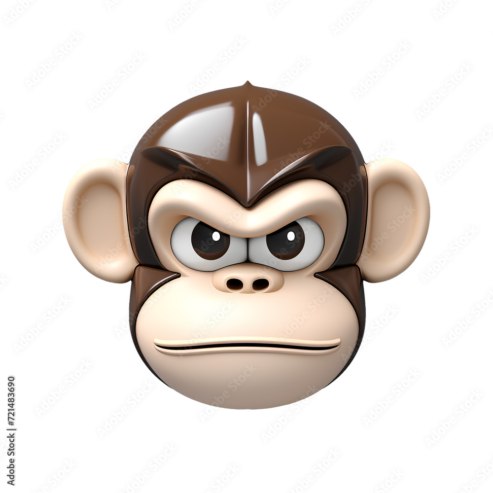3d polished Monkey reflective face emoji or icon on removable background 3d polished Monkey reflective face emoji or icon on removable background