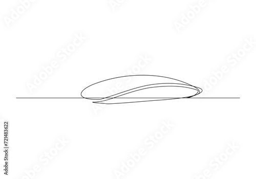 Computer mouse in continuous One line drawing vector. Mouse cursor to PC icon. Continuous outline of a Mouse computer device icon. 