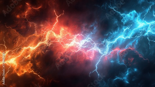Fire and ice fractal lightning  plasma power background