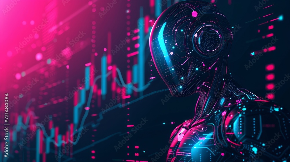 Graphic of Artificial intelligence trading crypto currency by analyzing all indicators, Vector illustration Graphic of Artificial intelligence trading crypto currency by analyzing all indicators, Vector illustration