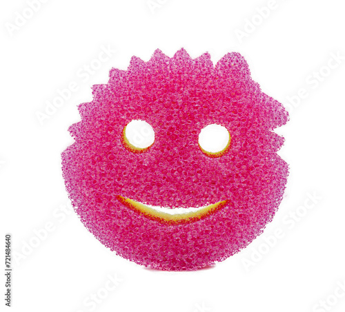 Ocala, Florida January 26, 2024 Scrub Mommy and Daddy eponymous sponges in the shape of a smiley face made from a strong high tech polymer, on display isolated on white background  red rough side