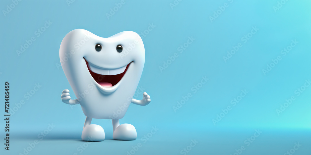 Cartoon character of cute human tooth on light blue background. Cartoon character of cute human tooth on light blue background.