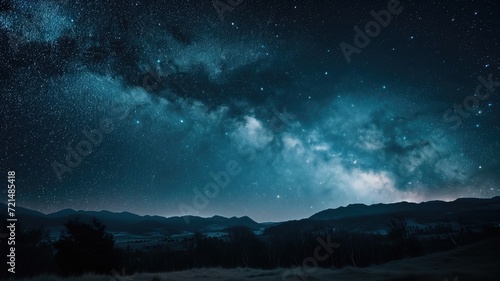 Majestic night sky filled with stars above a mountain range