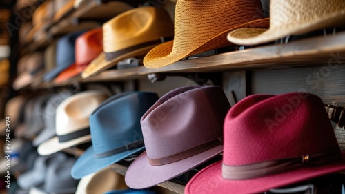 Various stylish hats presented in a warm, inviting display photo