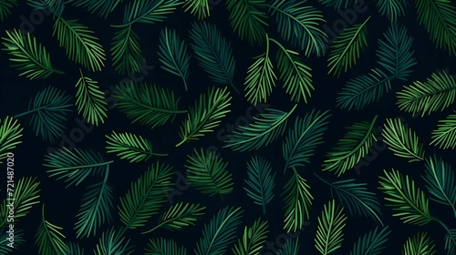 seamless background with coniferous branches pattern, coniferous, fir, 