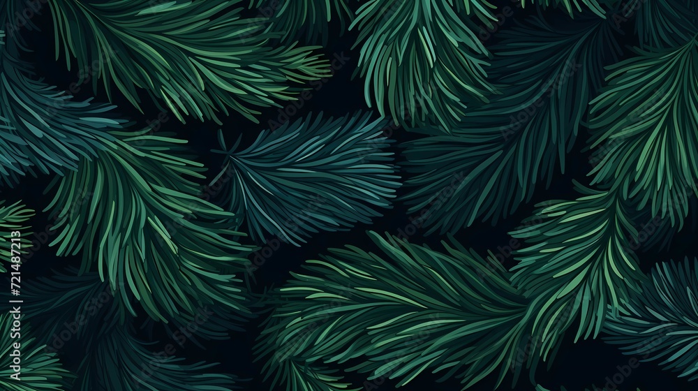 Fototapeta premium seamless background with coniferous branches pattern, coniferous, fir, 