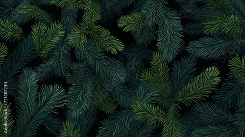seamless background with coniferous branches pattern, coniferous, fir, 