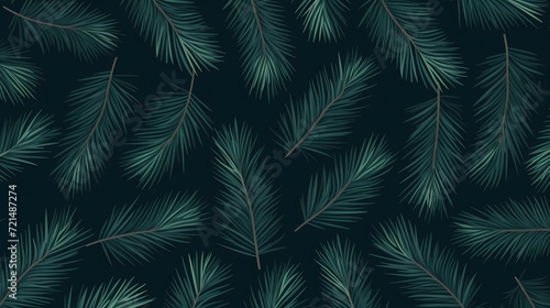 seamless background with coniferous branches pattern, coniferous, fir, 