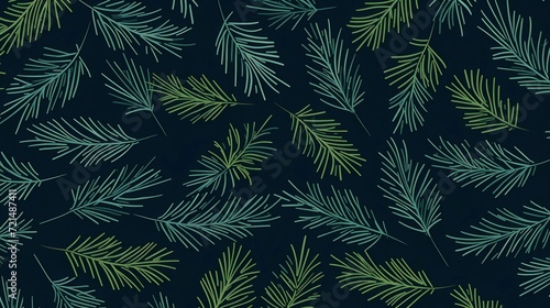 seamless background with coniferous branches pattern, coniferous, fir, 