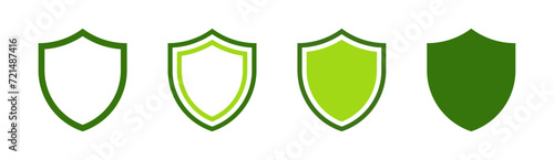Green shield icon set