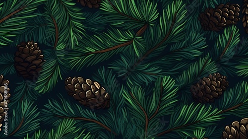 seamless background with coniferous branches pattern  coniferous  fir  