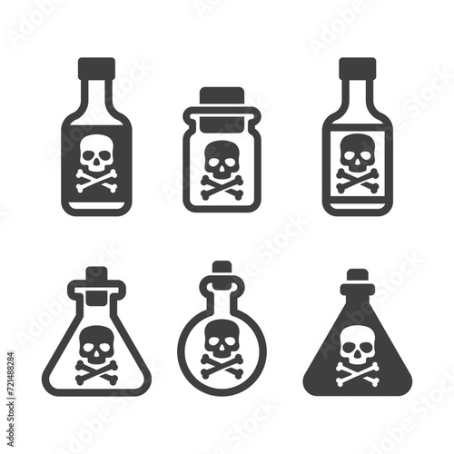 Glass Poison Bottle Icon set on White Background photo