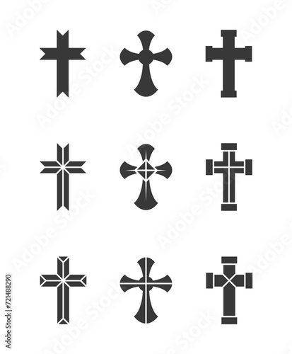 Set christian cross vector symbol. Christian cross icons photo