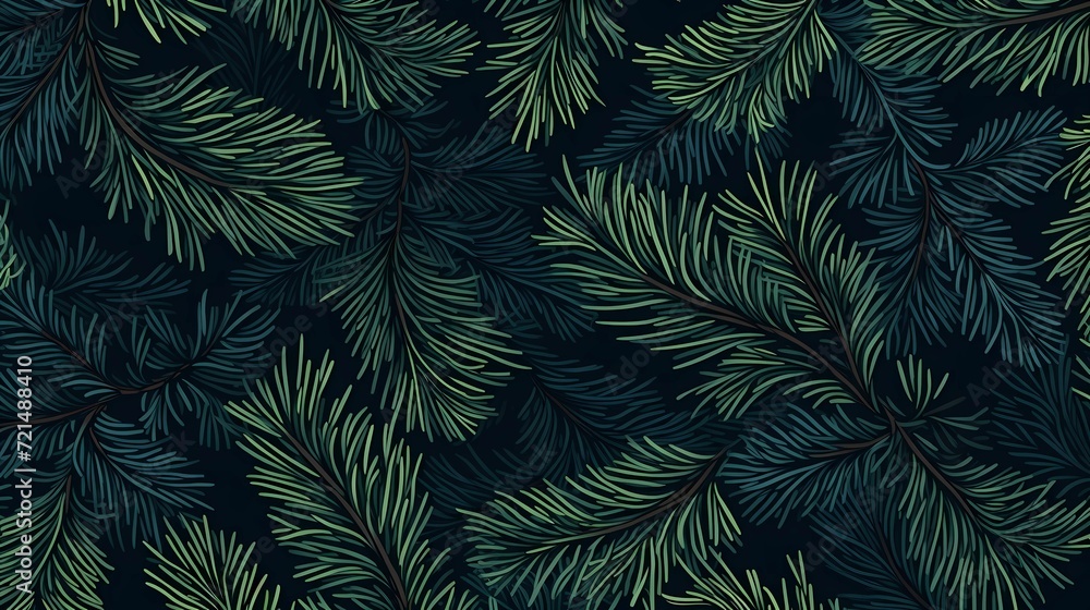 seamless background with coniferous branches pattern, coniferous, fir, 