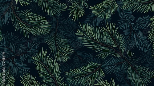 seamless background with coniferous branches pattern, coniferous, fir, 