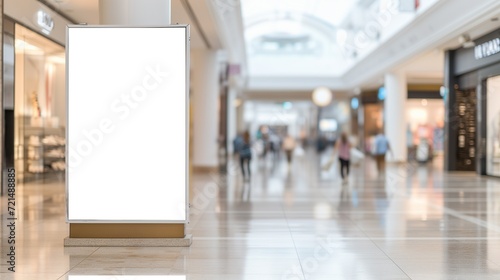 Blank white banner in a shopping mall photo