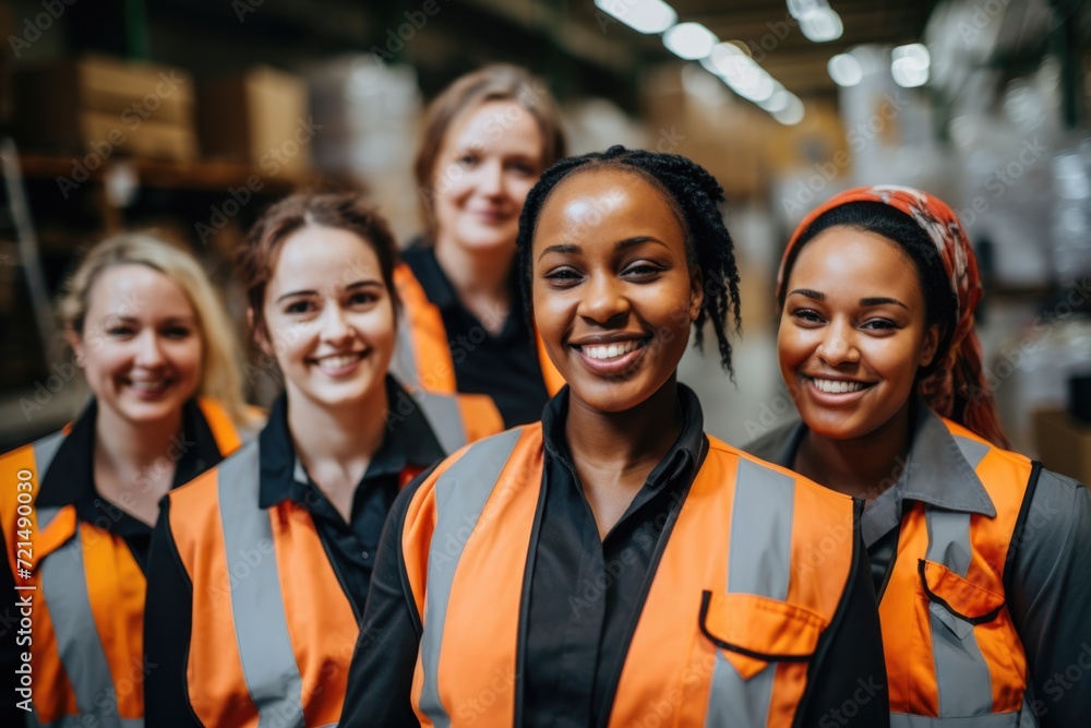 Portrait of a group of female workers in a factory Portrait of a group of female workers in a factory