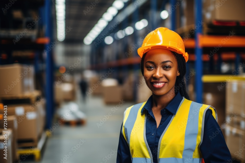 Portrait of a smiling female warehouse worker Portrait of a smiling female warehouse worker