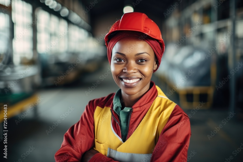 Portrait of a smiling female warehouse worker Portrait of a smiling female warehouse worker