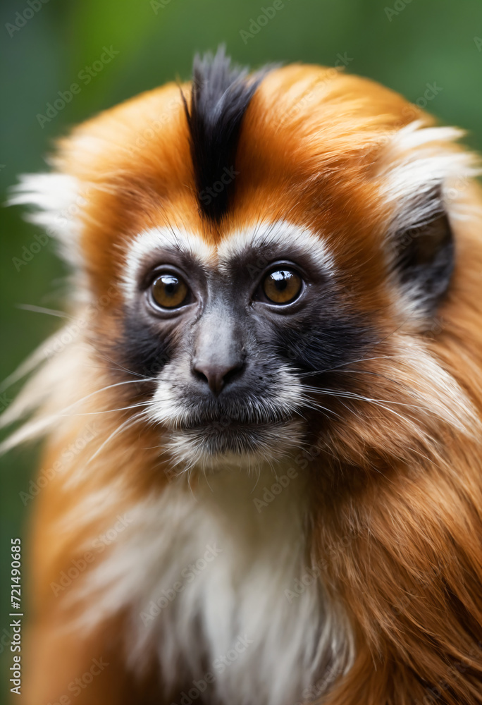 Naklejka premium Cute Tamarin Monkey Portrait in Jungle