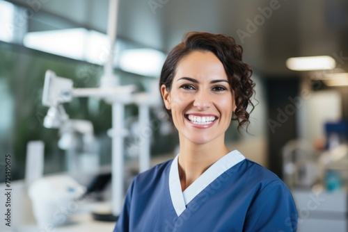 Portrait of a young female dentist in dental office