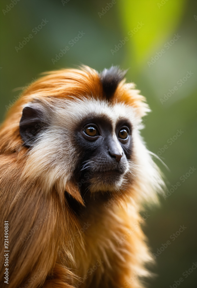 Fototapeta premium Cute Tamarin Monkey Portrait in Jungle