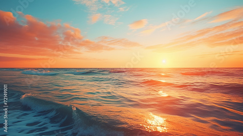 A breathtaking sunset over the ocean, AI Generative. © Miry Haval