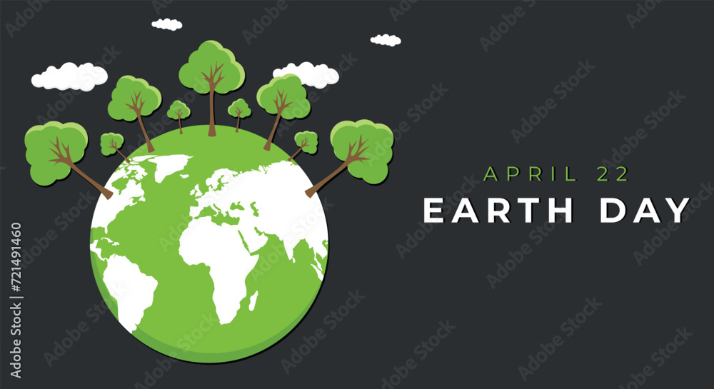 Earth Day banner. green planet earth with leaves. Vector illustration Earth Day banner. green planet earth with leaves. Vector illustration