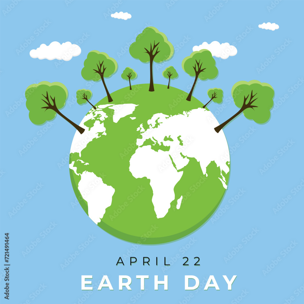 Earth Day banner. green planet earth with leaves. Vector illustration Earth Day banner. green planet earth with leaves. Vector illustration