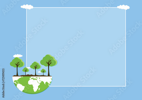 Earth Day banner. green planet earth with leaves. Vector illustration