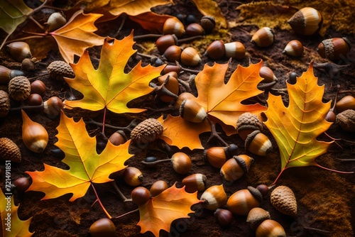 leaves and acorns